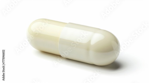 Medicinal suppository on a white backdrop. Single healthcare capsule with a glossy finish. Concept of targeted medication, medical treatment, drug delivery, and specific therapeutic application.