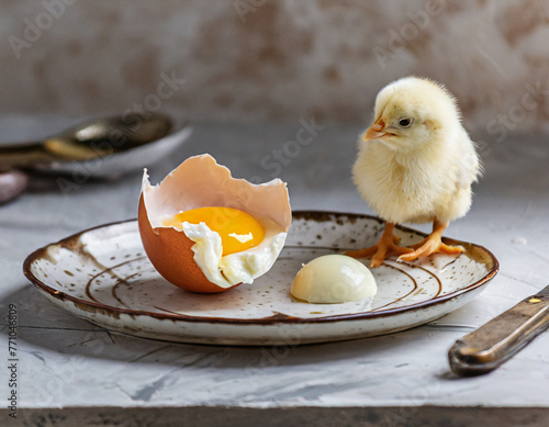 eggs on the ground and chicks next to them