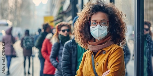 Woman wearing a mask while traveling on vacation to help prevent the spread of diseases to immunocompromised people photo