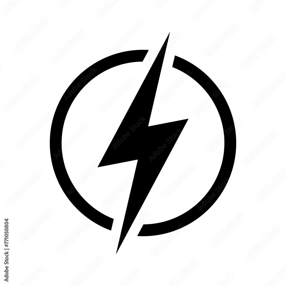 Lightning, electric power vector icon. Energy and thunder electricity symbol. Lightning bolt sign in the circle.