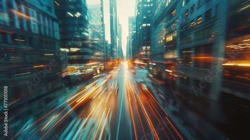 Cityscape Blurs Cinematic shots of city skylines with blurred motion capturing the dynamic and ever-changing urban landscape raw AI generated illustration