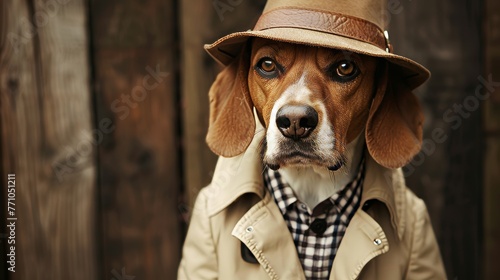 Detective Dogs Detailed photographs of dogs dressed as detectives or sleuths solving imaginary mysteries or conducting undercover operations with ca AI generated illustration