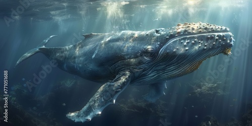 A giant whale deep ocean,generated with ai © sch_ai