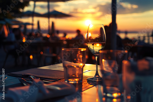 an outdoor restaurant at sunset to savour wine in the b78aa64f-79e7-4248-a43e-2350d17f05a7 3 photo