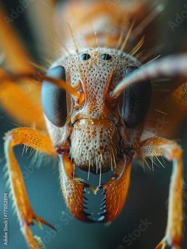 A macro photography of an ant, top view,generated with ai