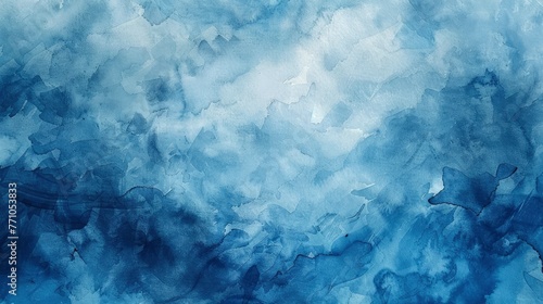 Blue sky watercolor background, texture paper - generative ai