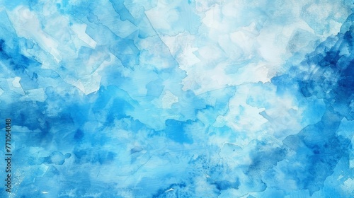 Blue sky watercolor background  texture paper - generative ai