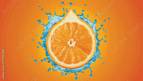 vector of close up slide cut piece of orange drop on orang