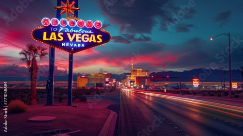 Welcome to fabulous las vegas sign on the left, generated with AI
