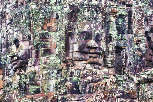 Bayon Temple - Masterpiece of Khmer Architecture built as a Buddhist temple by Jayavarman VII with over 200 towering smiling and serene looking Buddha faces at Siem Reap, Cambodia, Asia