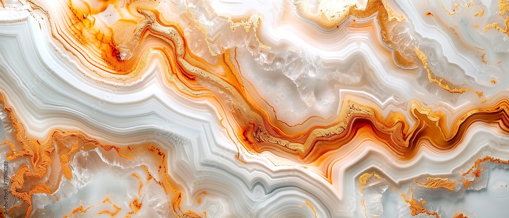 Agate gemstone - white, gray and gold abstract background Agate gemstone - white, gray and gold abstract background