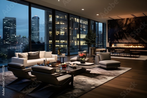 Contemporary Urban Living Space with Lounge and Dining