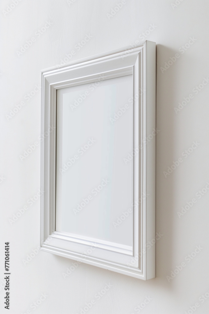 A white frame with a white picture inside. AI. A white frame with a white picture inside. AI.