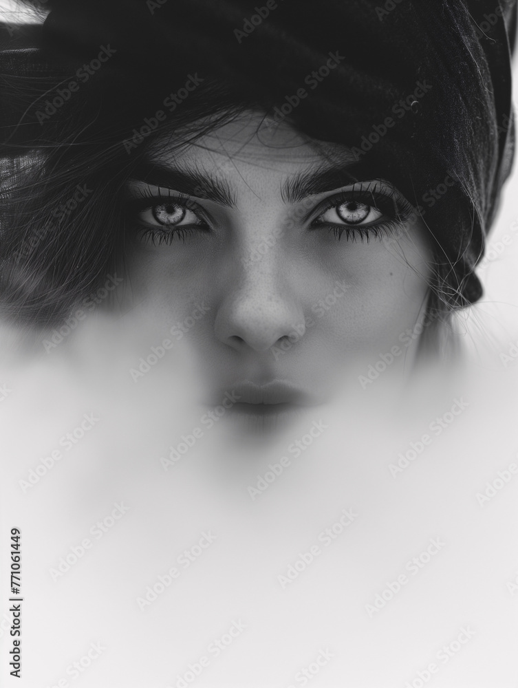 Retrato abstracto de mujer en blanco y negro Retrato abstracto de mujer en blanco y negro
