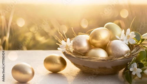 easter eggs decoration banner backgroundd photo