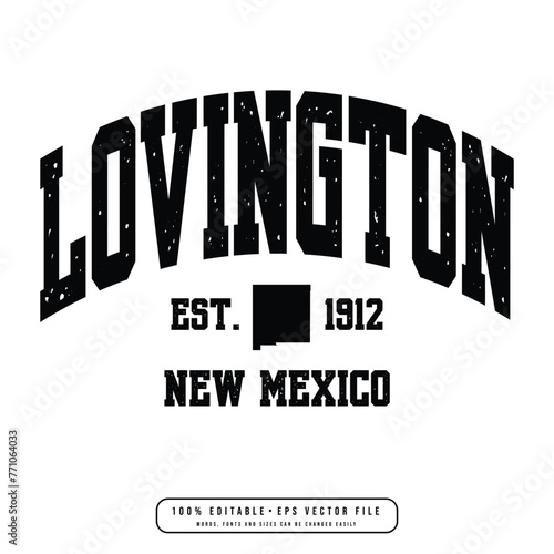 Lovington text effect vector. Editable college t-shirt design printable text effect vector photo