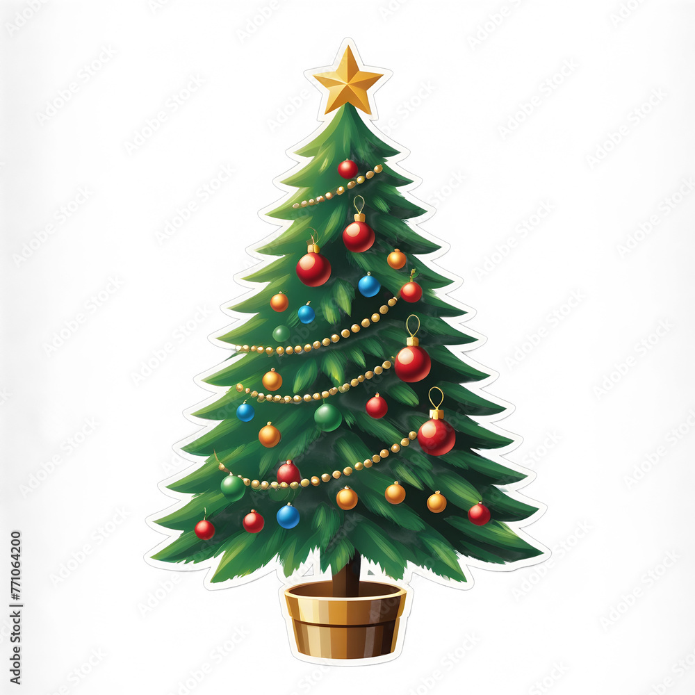 Christmas tree on white background. Generative AI Christmas tree on white background. Generative AI