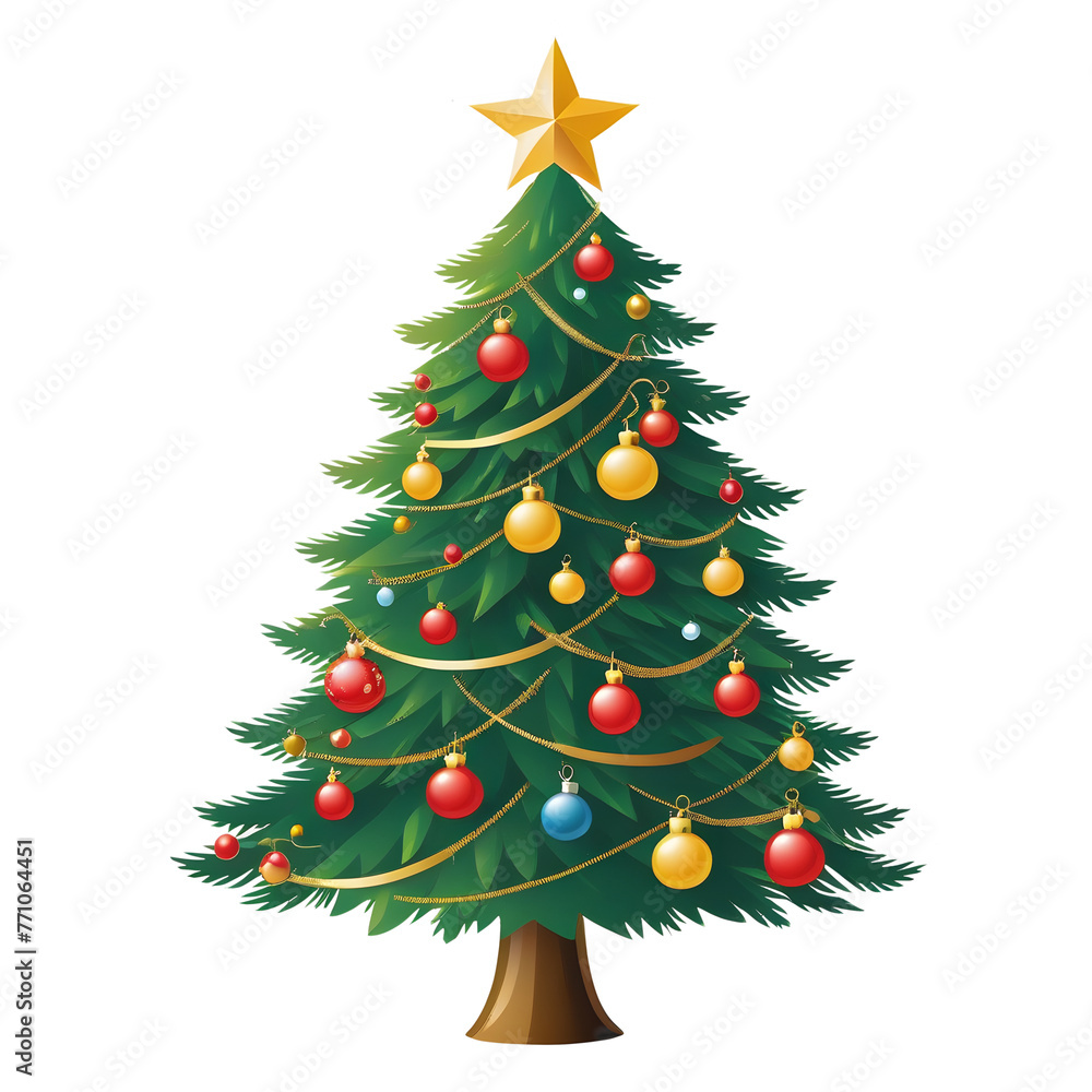 Christmas tree on white background. Generative AI Christmas tree on white background. Generative AI