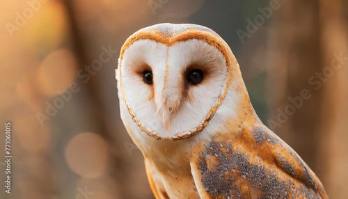 common barn owl ( Tyto albahead ) close up sitting © netsay