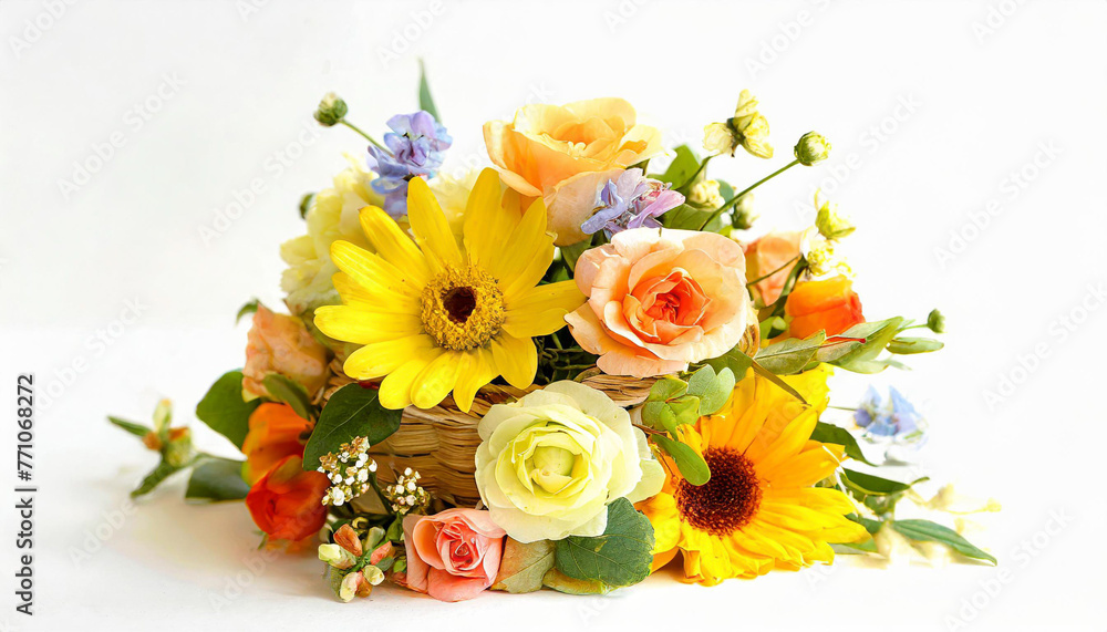 beautiful spring flowers on white background beautiful spring flowers on white background