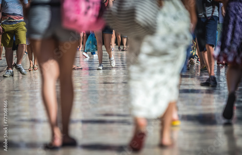 Tourists walking at Stradun street in Dubrovnik, Croatia photo