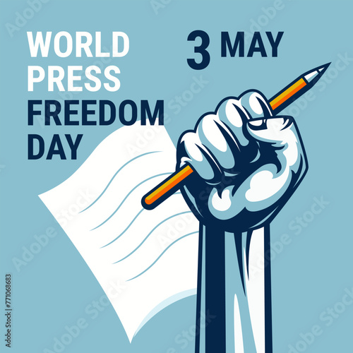 hand holding pencil and note for world press freedom day