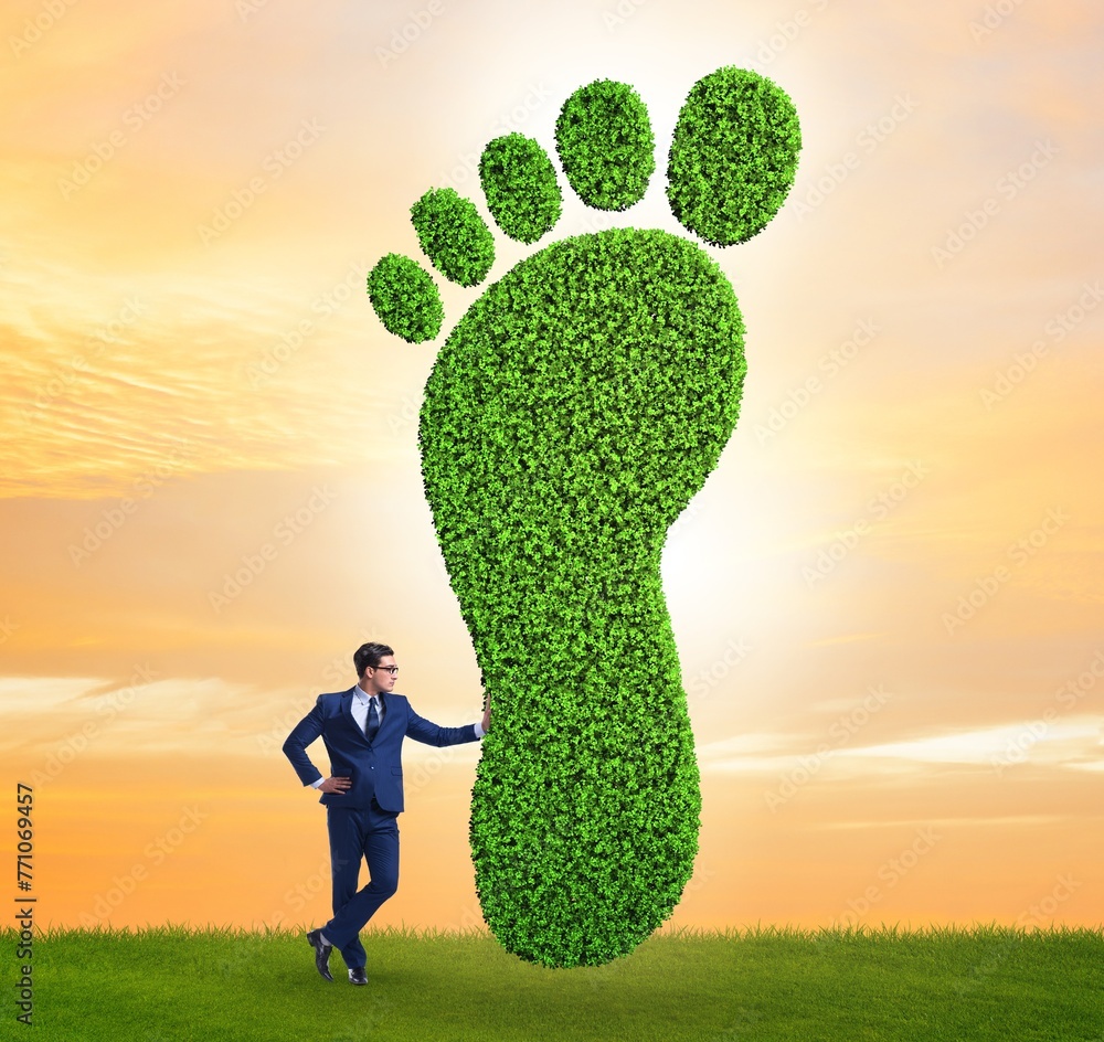 Carbon footprint concept with businessman Carbon footprint concept with businessman