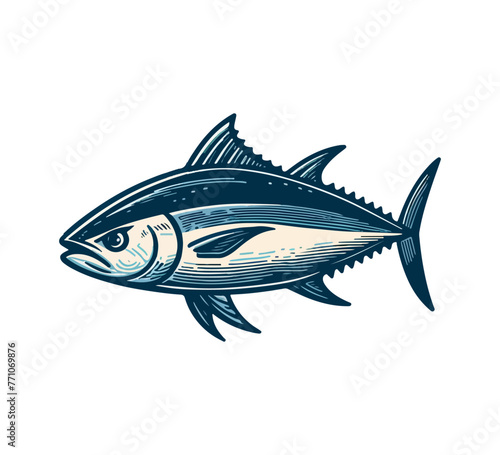 bluefin tuna hand drawn vector illustration
