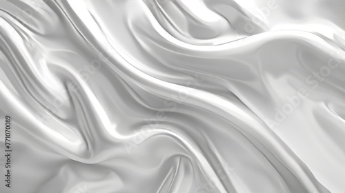 Closeup of rippled white silk textured cloth background with soft waves for elegant designs