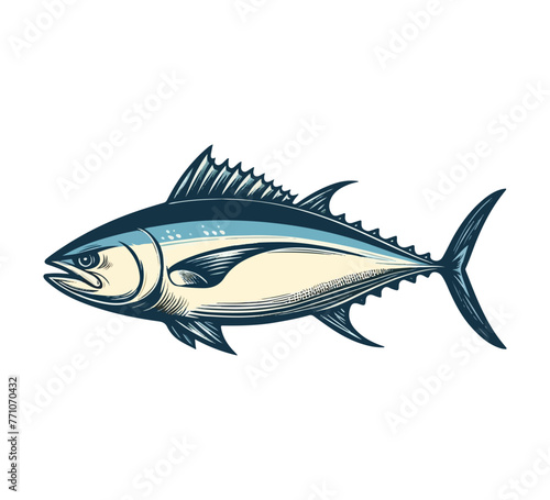 bluefin tuna hand drawn vector illustration photo