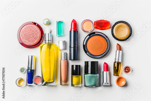 Various Cosmetics on white background