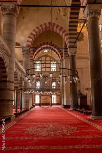 Interior architecture of the Suleymaniye Mosque in Istanbul   Turkey