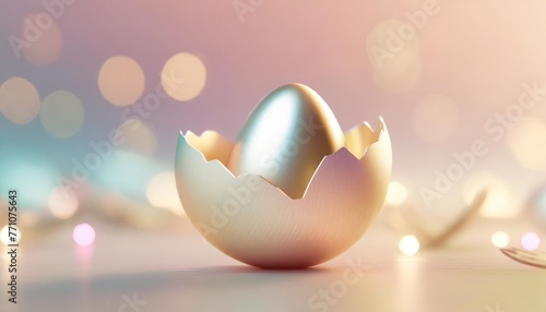 eggshell with neon lights on pastel colors background easter concept 3d rendering