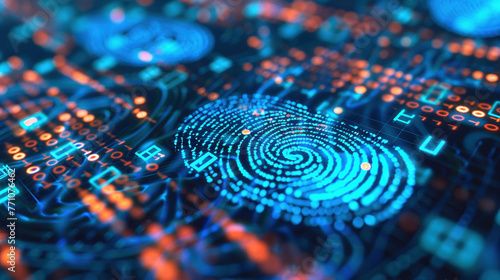 Digital Fingerprint and Eye Scan Biometric Security Illustration
