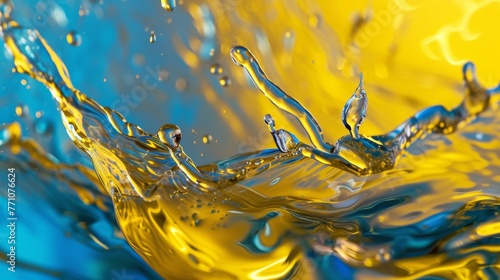 Underwater Fluid Sculptures": Simulate the appearance of sculptures made of water or other liquids, suspended in an underwater environment with light rays filtering through ::3 wet paint ::3 yellow