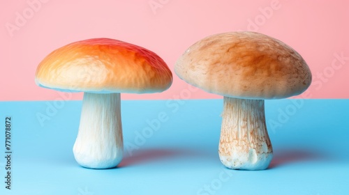 Oyster mushroom pleurotus ostreatus on subtle pastel background for captivating visuals