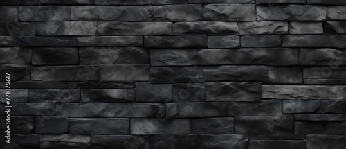 Black Stone Brick Wall Texture  Stone Pattern with Space for Text  Background Image for Copy