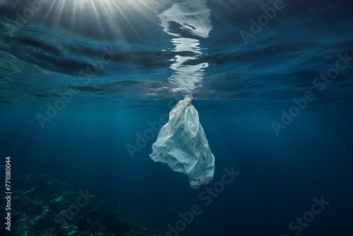 Ocean Pollution,  Plastic Bags Afloat, Marine Biology-Inspired Environmental Awareness Photo photo