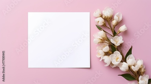 pink marriage invitation postcard paper mockup romance letter floral wedding blank paper template © Wiktoria