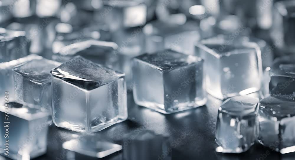 Ice cubes in the freezer. Ice cubes in the freezer.