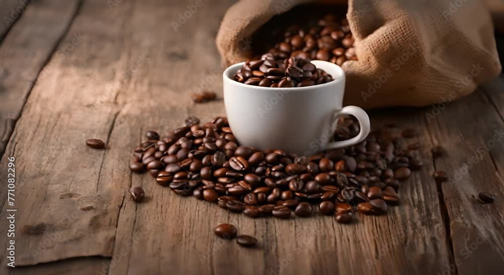 Coffee next to coffee beans. Specialty coffee. Coffee next to coffee beans. Specialty coffee.