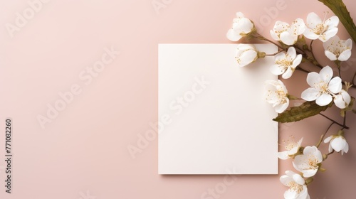 pink marriage invitation postcard paper mockup romance letter floral wedding blank paper template © Wiktoria