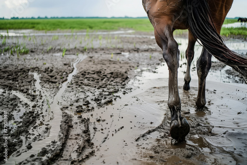 horse mud and water
