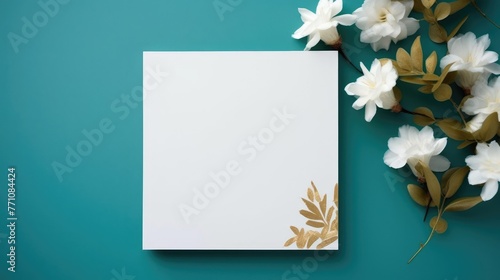 turqoise marriage invitation postcard paper mockup romance letter wedding blank paper template © Wiktoria