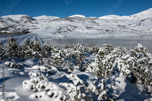 Winter view of Belmeken Dam at Rila mountain, Bulgaria photo