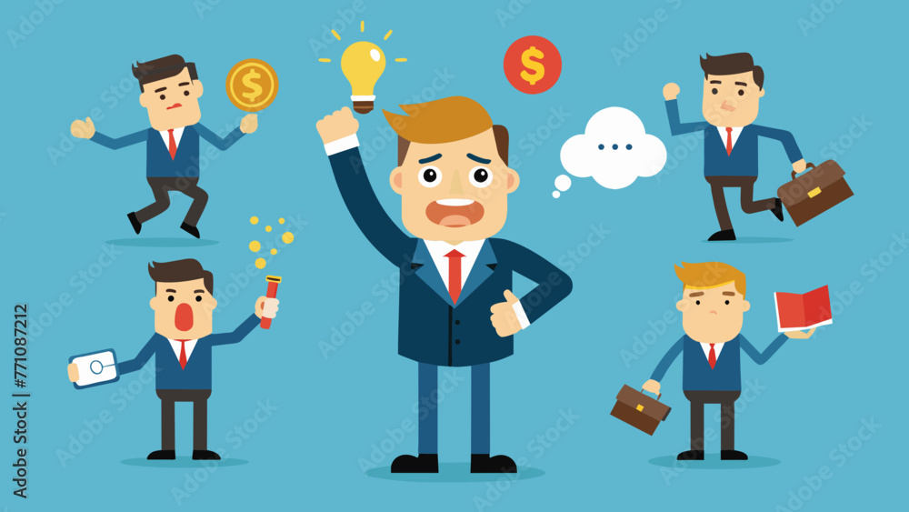 businessman character set guy in different action vector illustration businessman character set guy in different action vector illustration