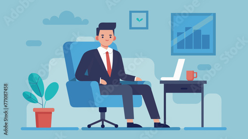 businessman in chair workplace character vector illustration