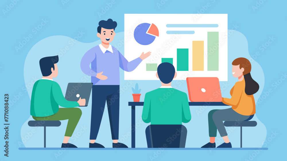 business meeting presentation of the project man vector illustration business meeting presentation of the project man vector illustration