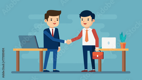  business partners handshake of two businessmen vector illustration