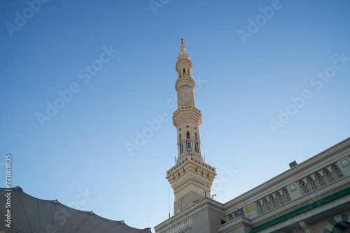 Tower of Nabawi Mosque, Medina, Saudi Arabia.